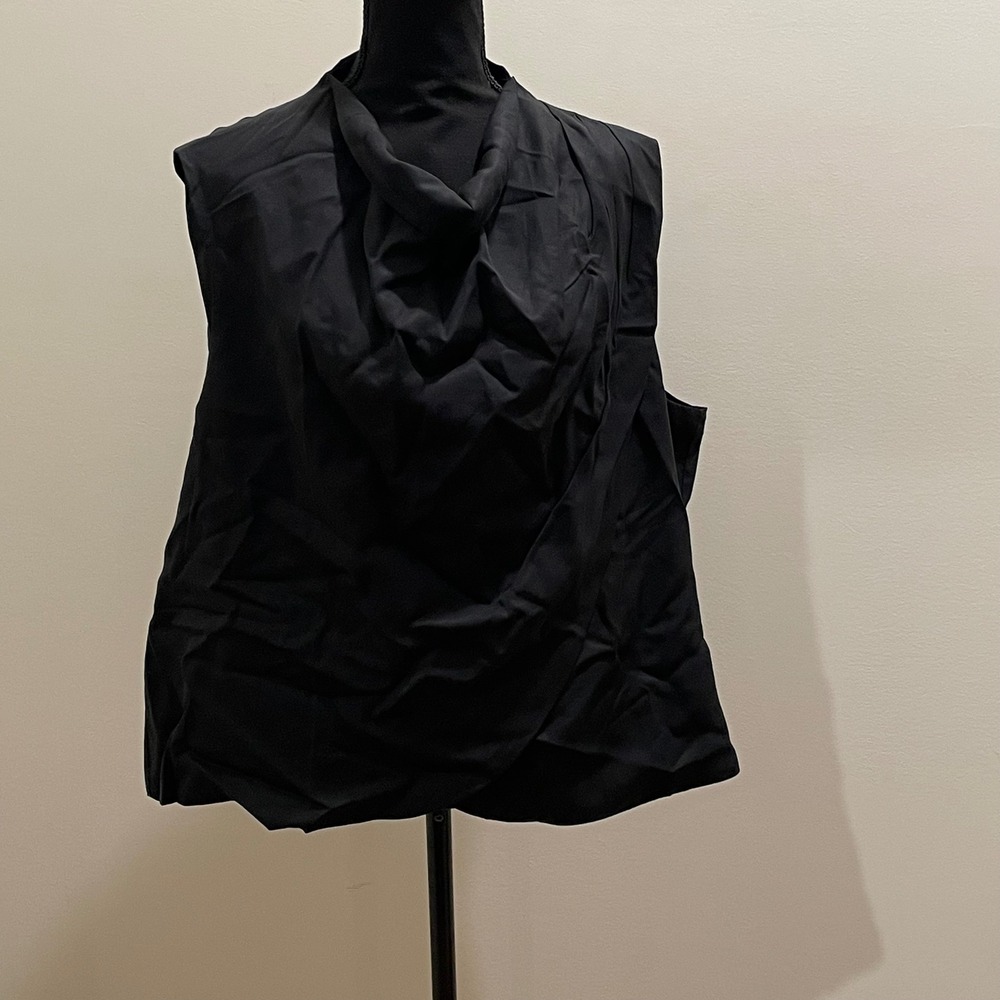TEREA BY ANDREA PITTER‎ Black Drape Cowl Neck Sleeveless Vest Top Plus Size 2X